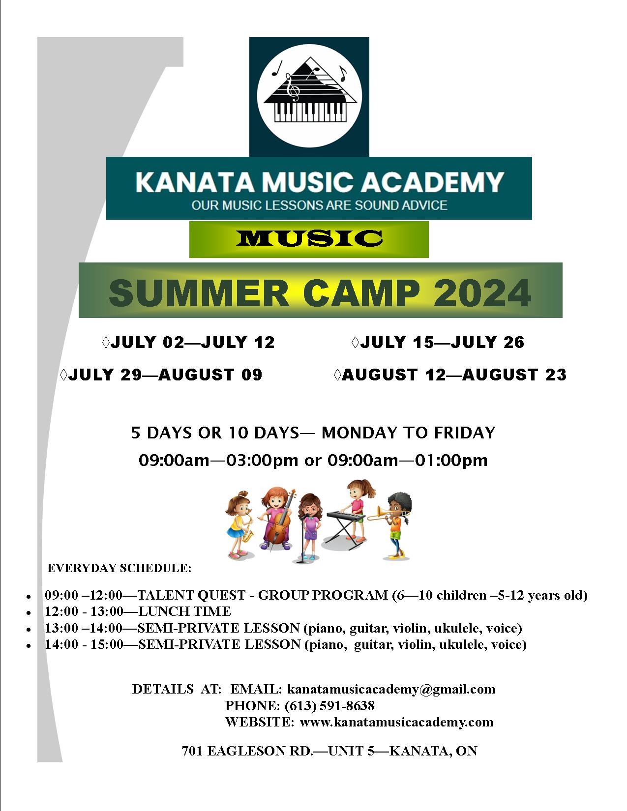 SUMMER CAMPS 2025 Kanata Music Academy